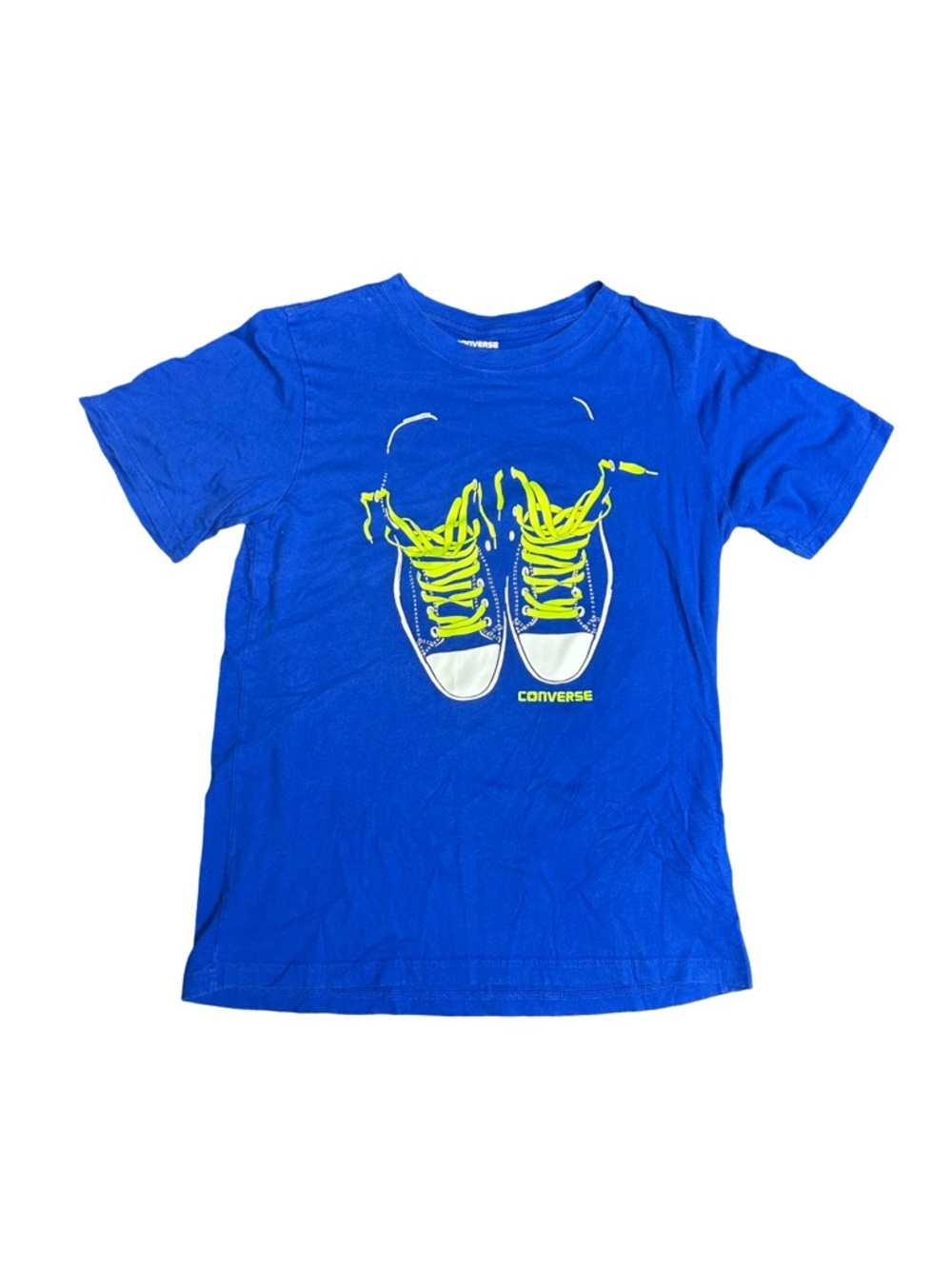 Converse Blue Tee with Neon Yellow Sneaker Graphic